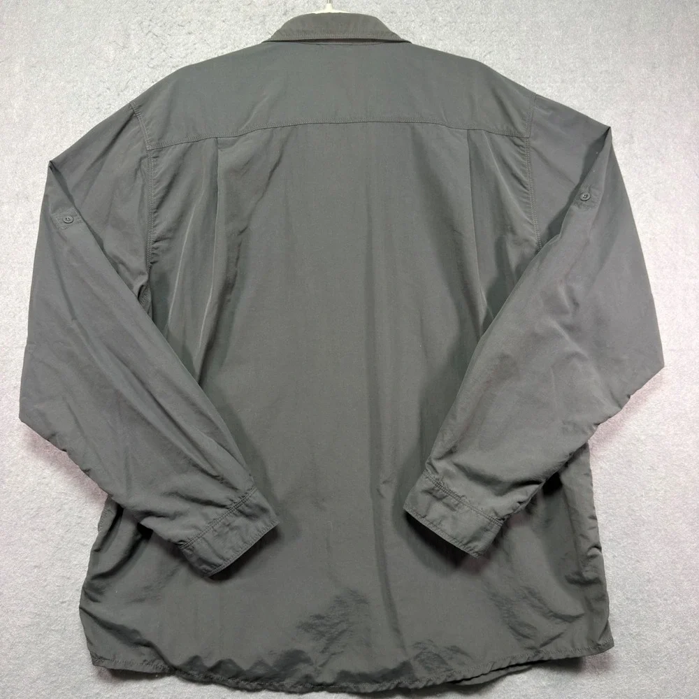 The North Face Tekware Mens XL Gray Long Sleeve Hiking Button Up Shirt Outdoor